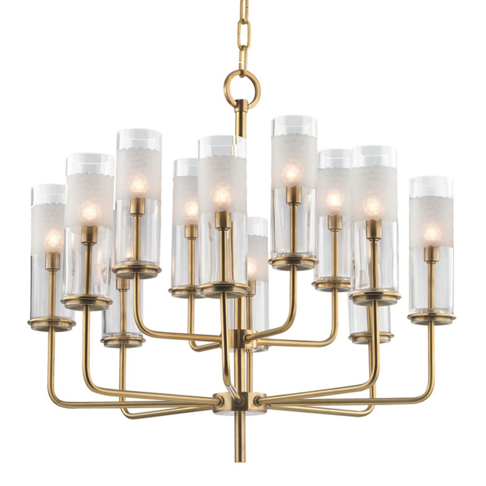 31 Inches Wide by 26.25 Inches High Fifteen Light Chandelier Polished Nickel Finish with Clear/Frosted Glass Hudson Valley Lighting 3930-PN Wentworth
