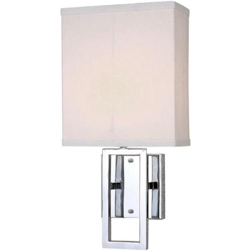 Lite Source LS-16585C/WHT Wall Sconce with White Fabric Shades Chrome Finish Lite Source LS-16585C/WHT Wall Sconce with White Fabric Shades Chrome Finish