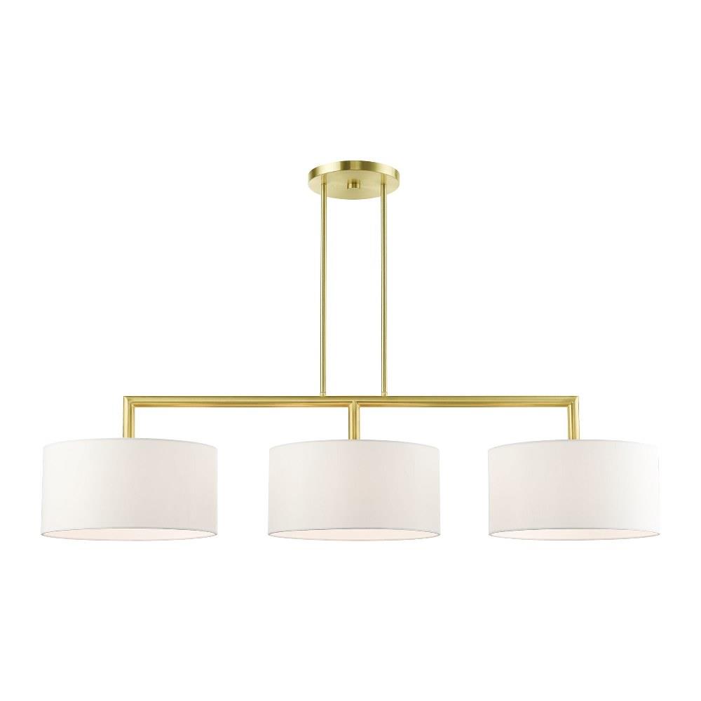 Satin Brass Livex Lighting 51054-12 Meridian Collection 3-Light Semi Flush Mount Ceiling Light with Off-White Hardback Fabric Shade Satin Brass Livex Lighting 51054-12 Meridian Collection 3-Light Semi Flush Mount Ceiling Light with Off-White Hardback Fabric Shade